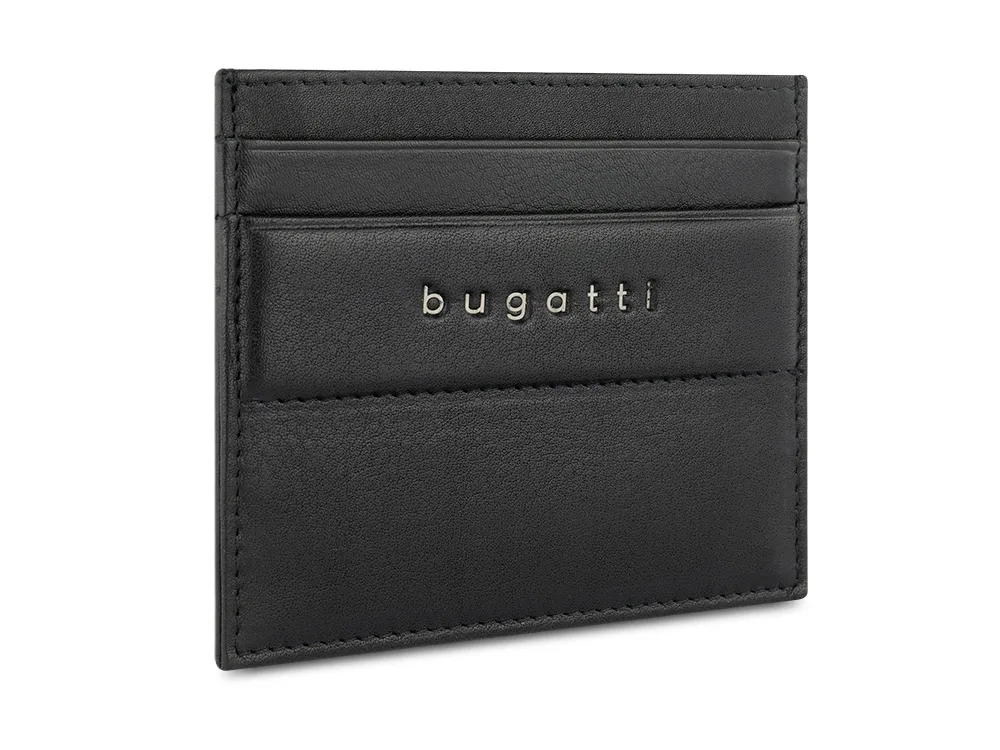 Портмоне для кредитных карт BUGATTI НОМ | NOME, с защитой данных RFID, черное, натуральная воловья кожа, 10,2х0,3х8,2 см