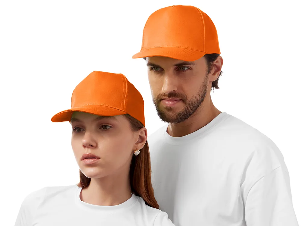 Бейсболка "Poly" 5-ти панельная 120 гр, оранжевый