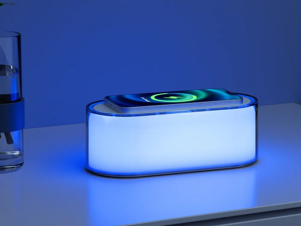 Ночник с беспроводной зарядкой и RGB подсветкой "Miracle", 15 Вт, белый