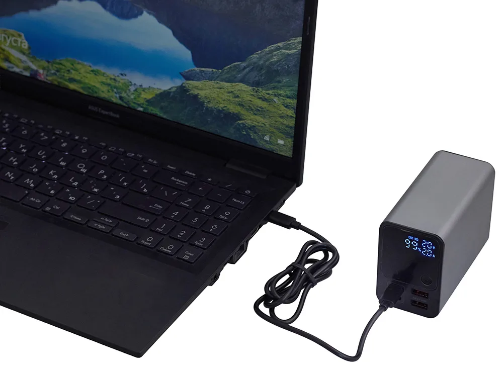 Внешний аккумулятор для ноутбуков «EpIQ», 100 Вт, 30000 mAh, темно-серый