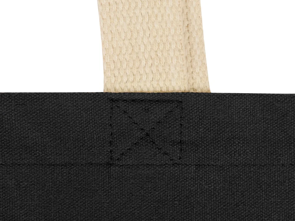 Сумка для шопинга Steady из хлопка с парусиновыми ручками, 260 г/м2, черный