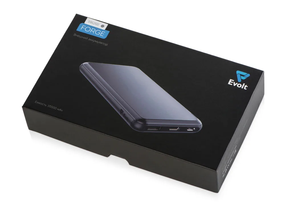 Внешний аккумулятор «Forge» v.2, металл, 10000mah, серый