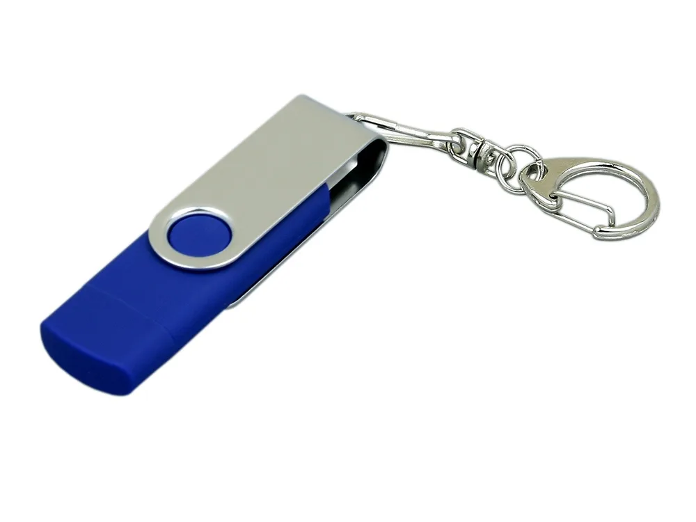 Флешка с  поворотным механизмом, c дополнительным разъемом Micro USB, 16 Гб