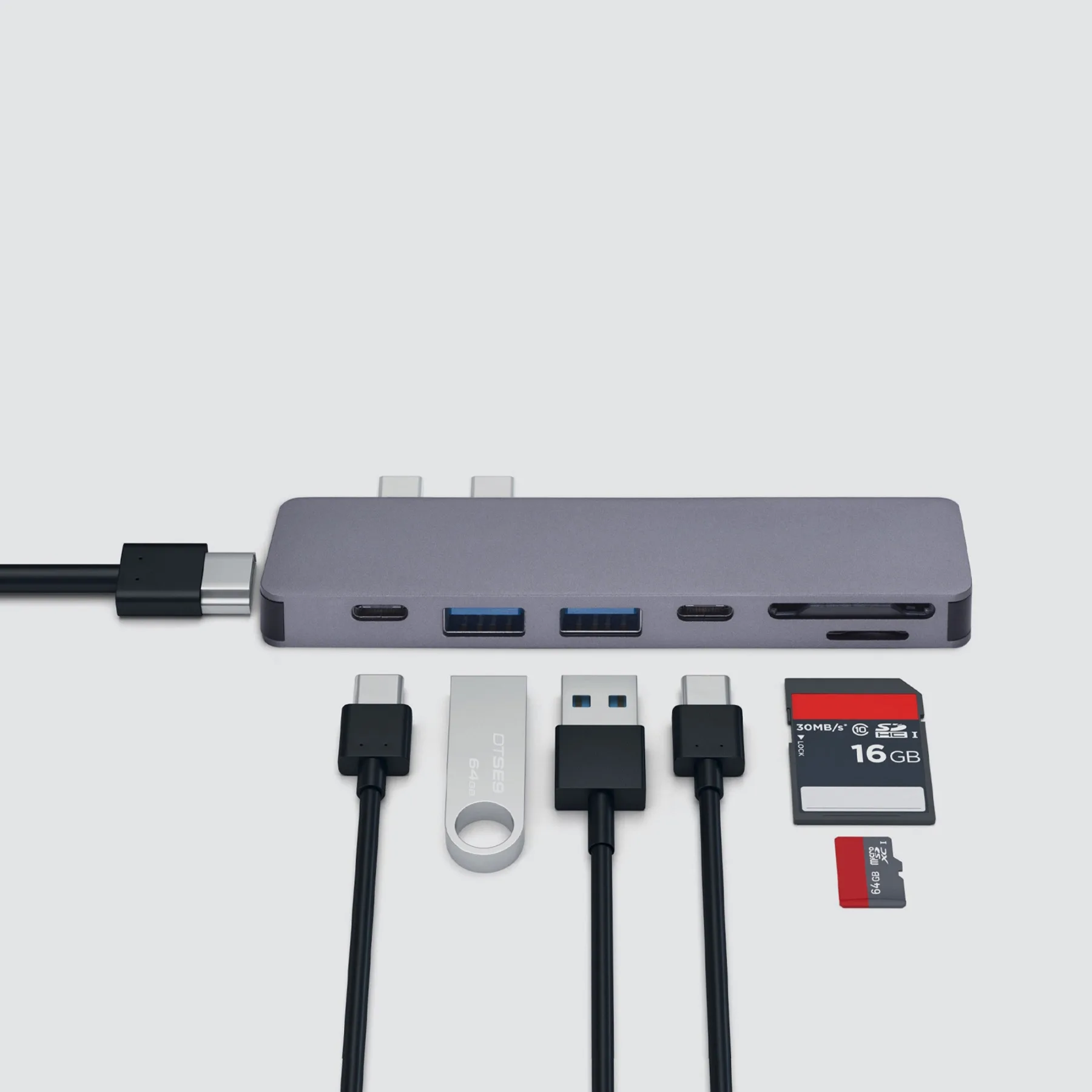 USB-C адаптер для MacBook 7-в-1, серебро, Deppa
