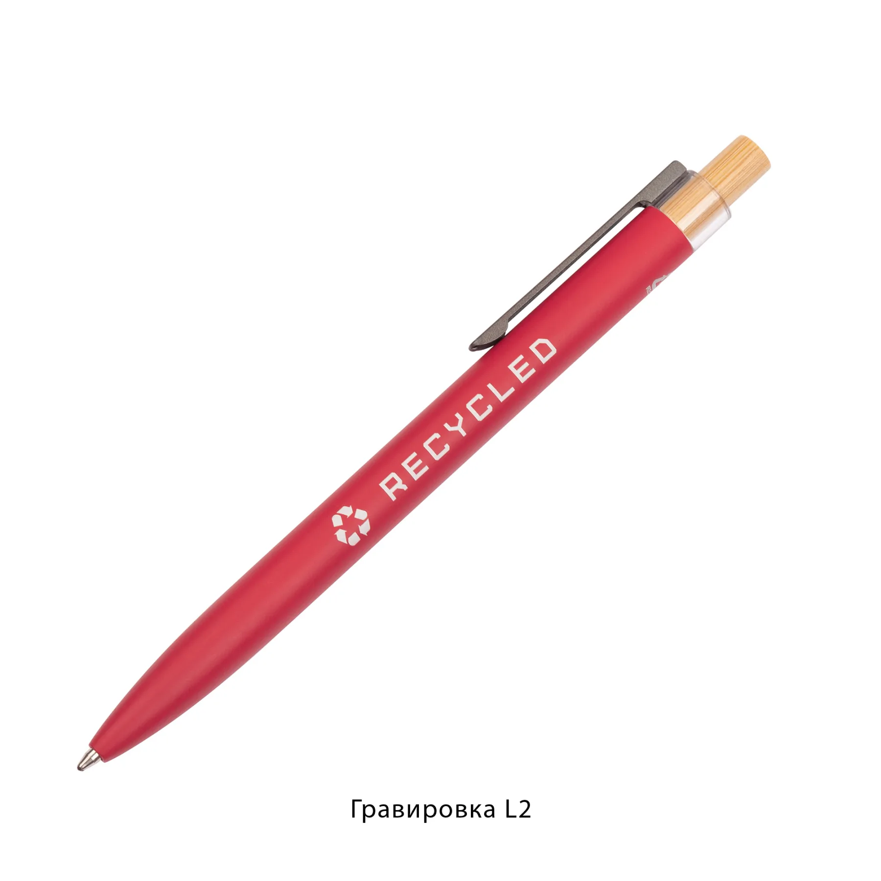 Ручка шариковая "Matt" с кнопкой из бамбука, красный