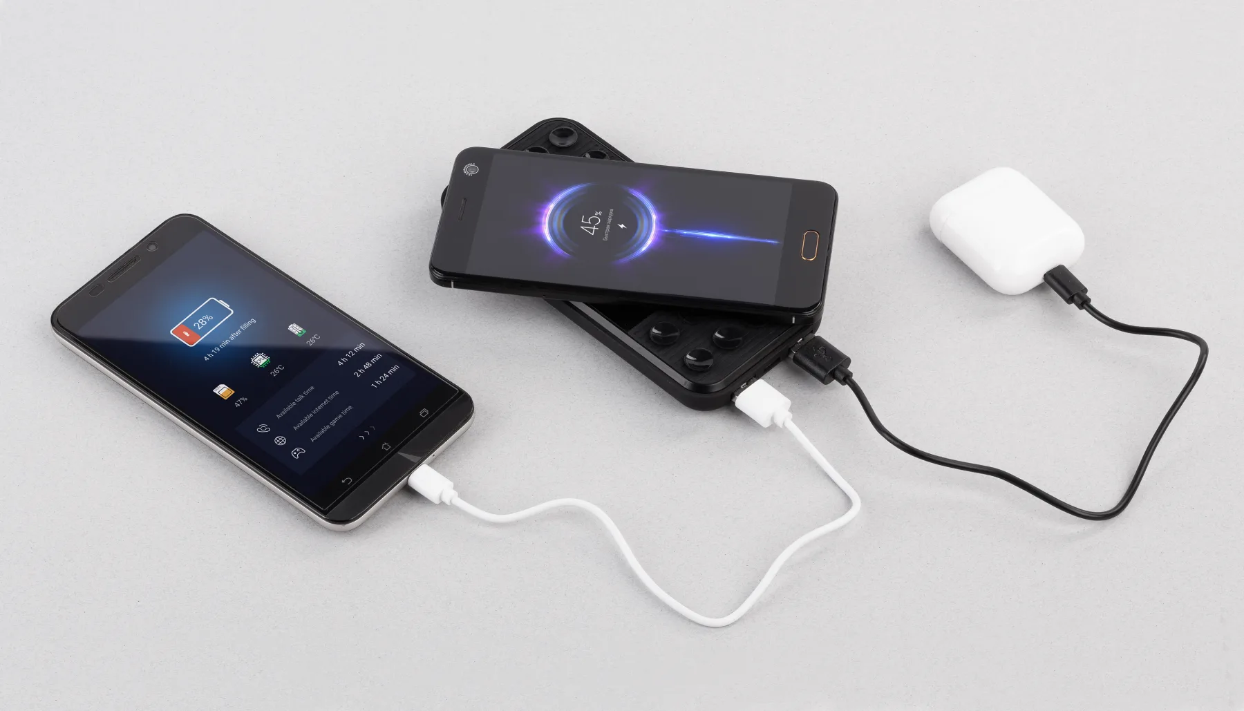 Беспроводное зарядное устройство "Sticky SOFTTOUCH", 10000 mAh с подсветкой логотипа и присосками, черный