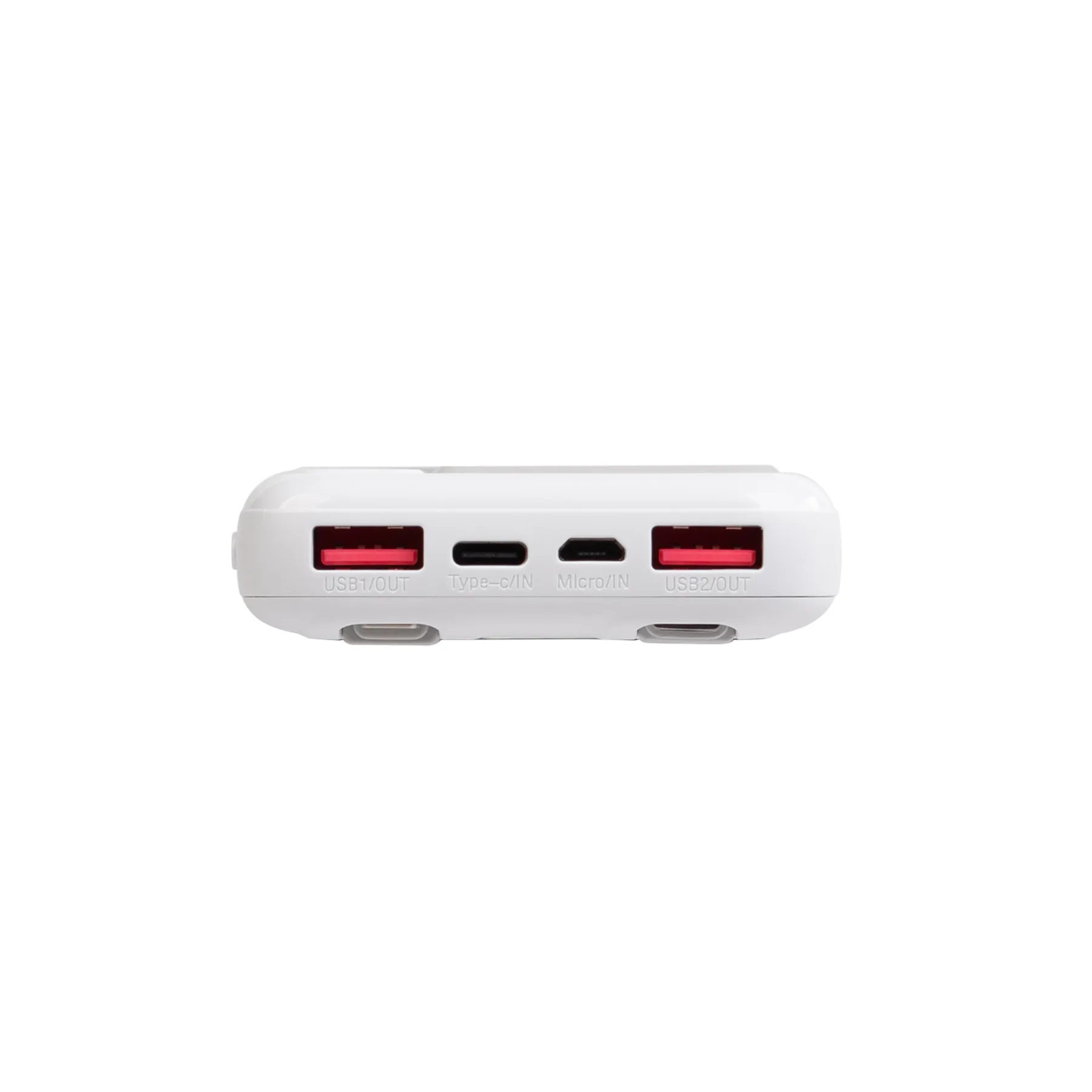Зарядное устройство "Connect" 10000 mAh со встроенными Type-C/Lightning кабелями, белый с серым