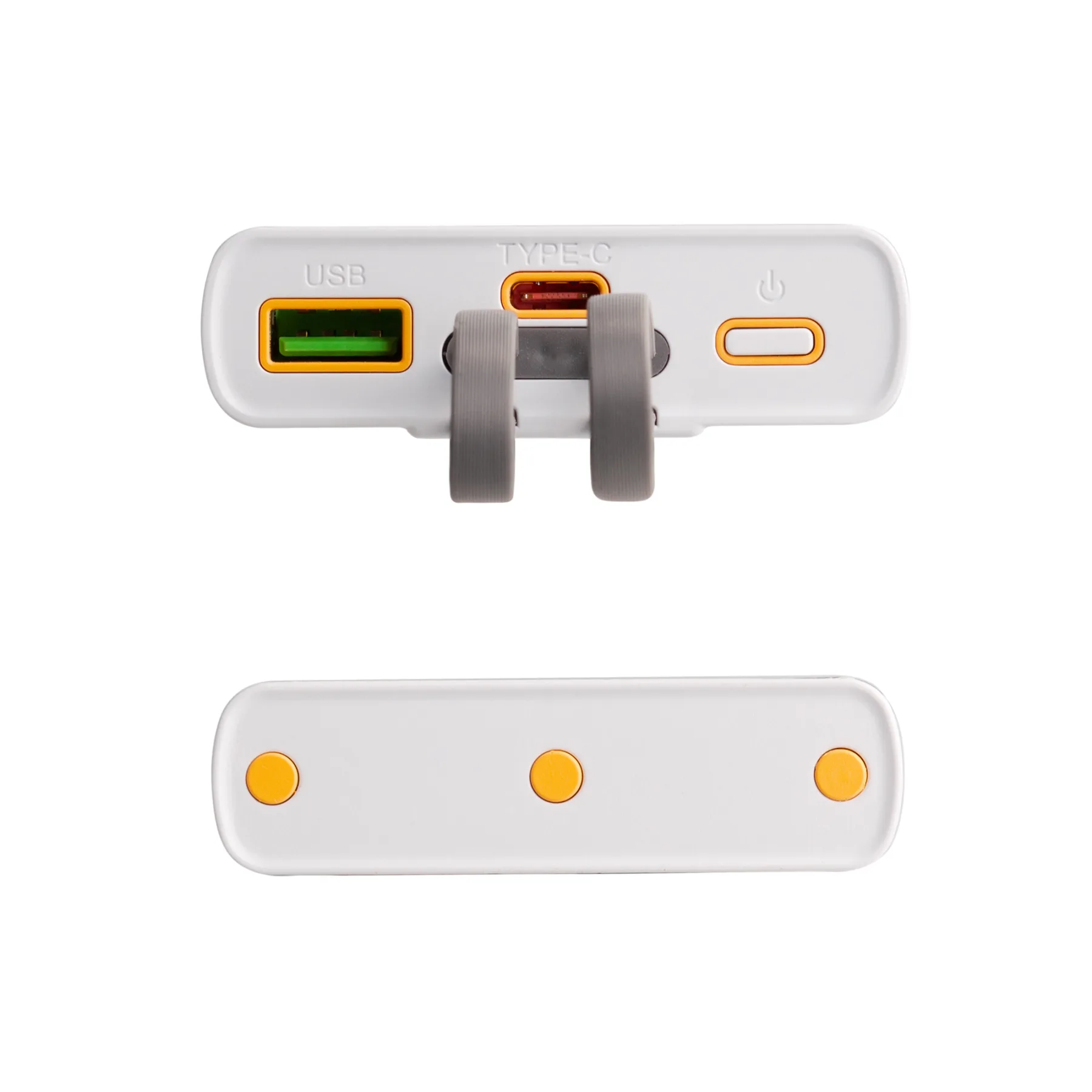 Зарядное (22.5W) устройство "Link" 10000 mAh с прозрачным корпусом, цифровым индикатором заряда и встроенными Type-C/Lightning кабелями, белый/черный