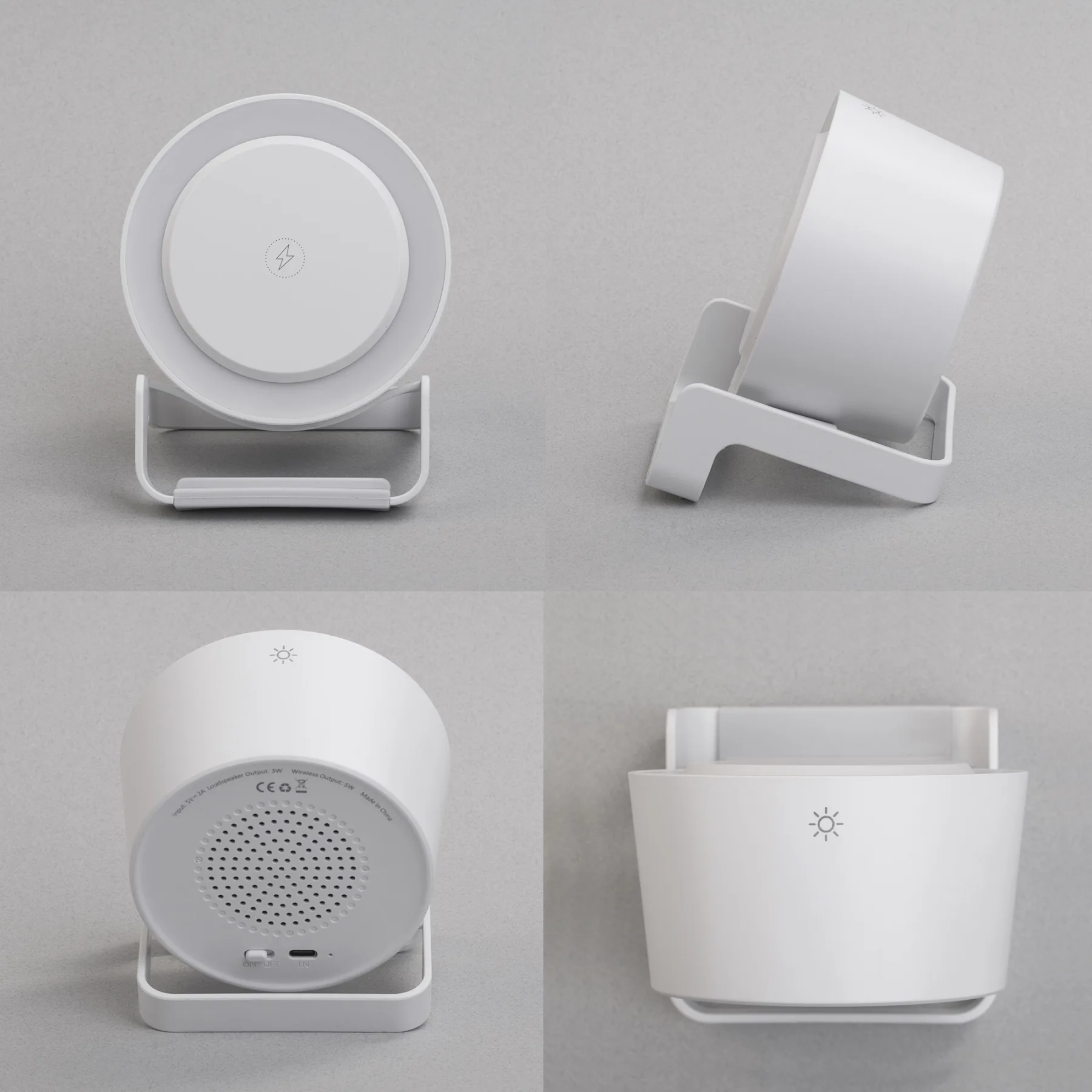 Bluetooth колонка-подставка "Smart Sound" с беспроводным (10W) зарядным устройством и лампой, белый