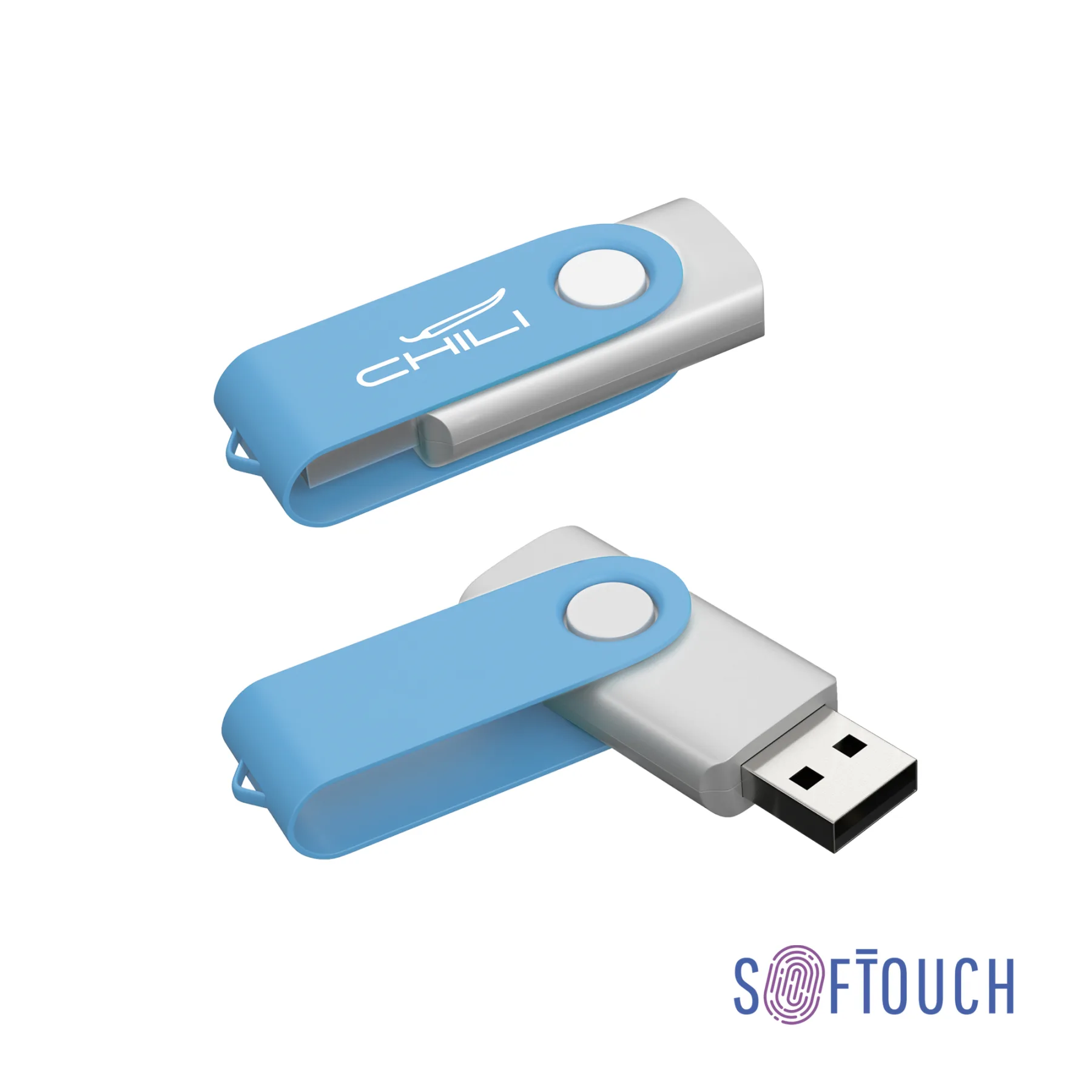 Флеш-карта "Vostok", объем памяти 16GB, покрытие soft touch, голубой