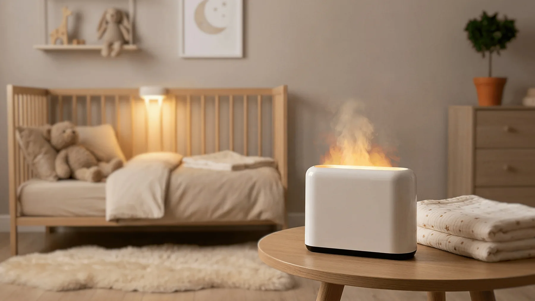 Увлажнитель "Flame" с эффектом пламени, белый