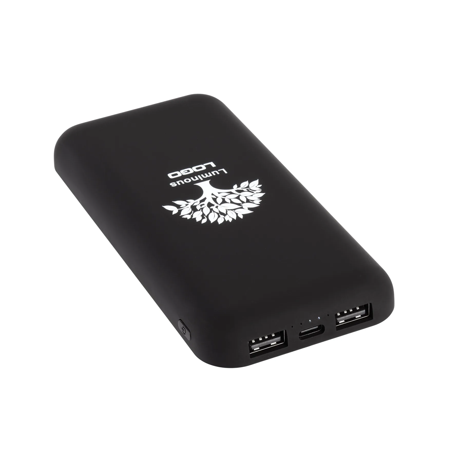Беспроводное зарядное устройство "Sticky SOFTTOUCH", 10000 mAh с подсветкой логотипа и присосками, черный