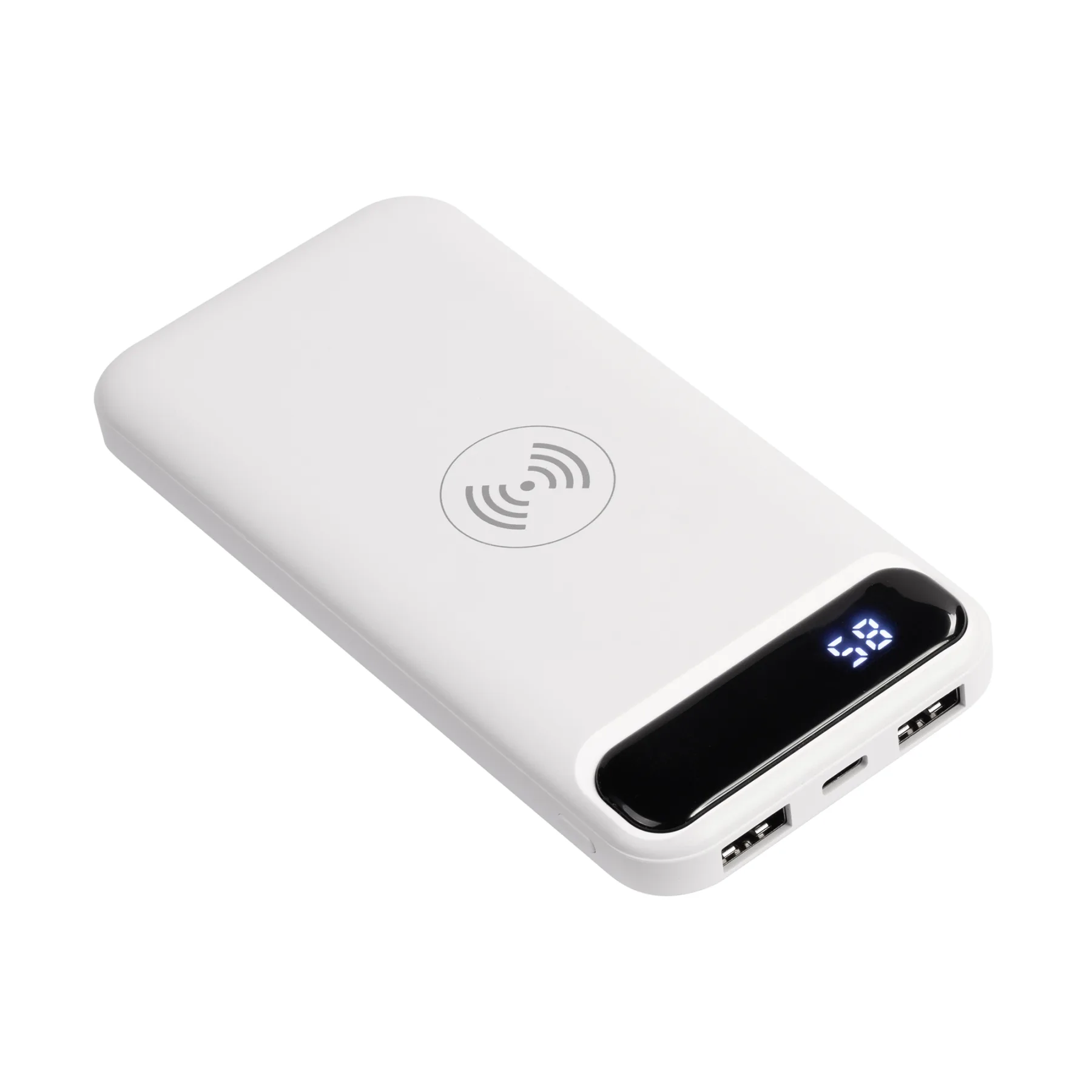 Беспроводное зарядное устройство "Quantum", 10000 mAh с цифровым индикатором заряда, белый