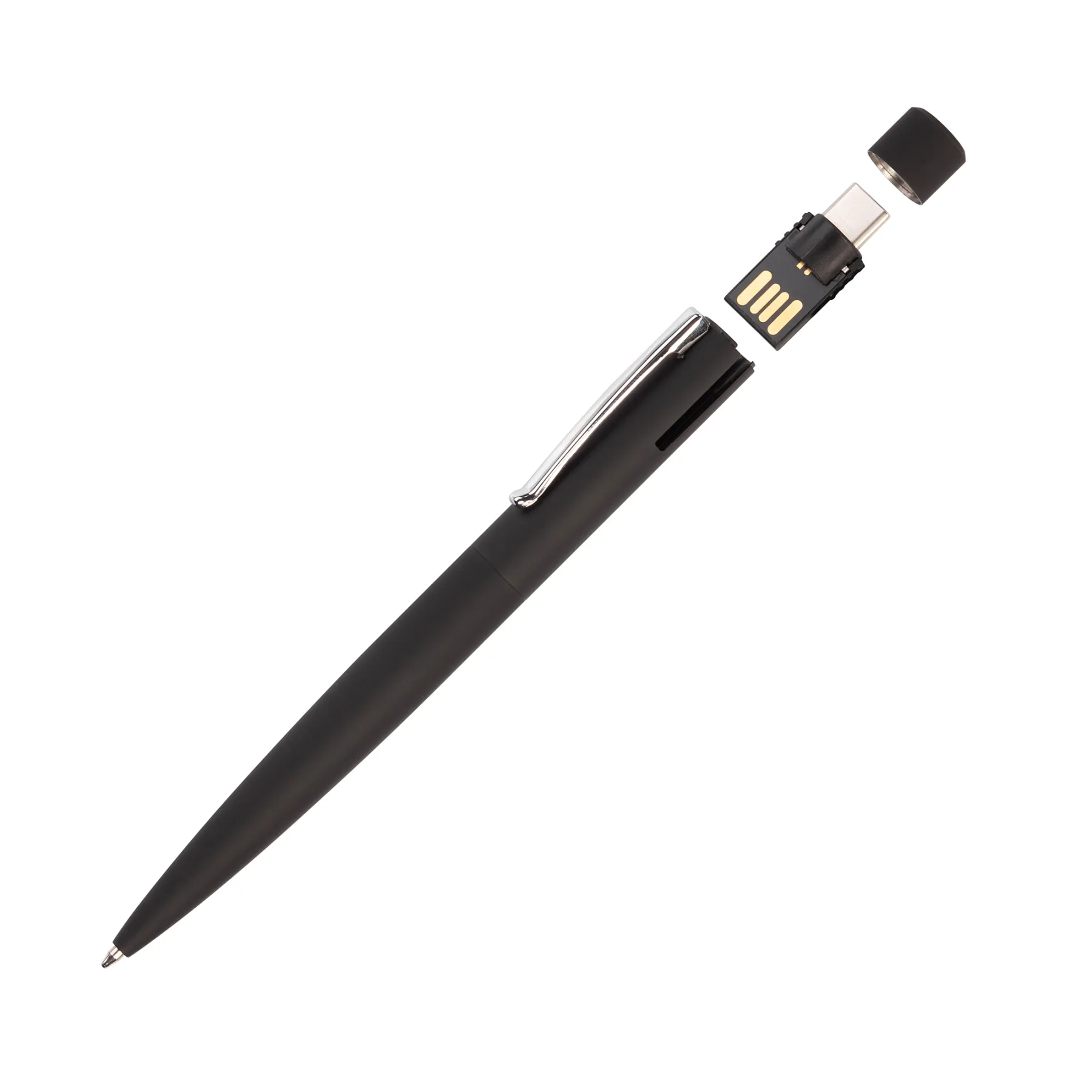 Ручка шариковая "Secret" с флеш-картой OTG 32Gb (USB2.0/Type-C), покрытие soft touch, черный