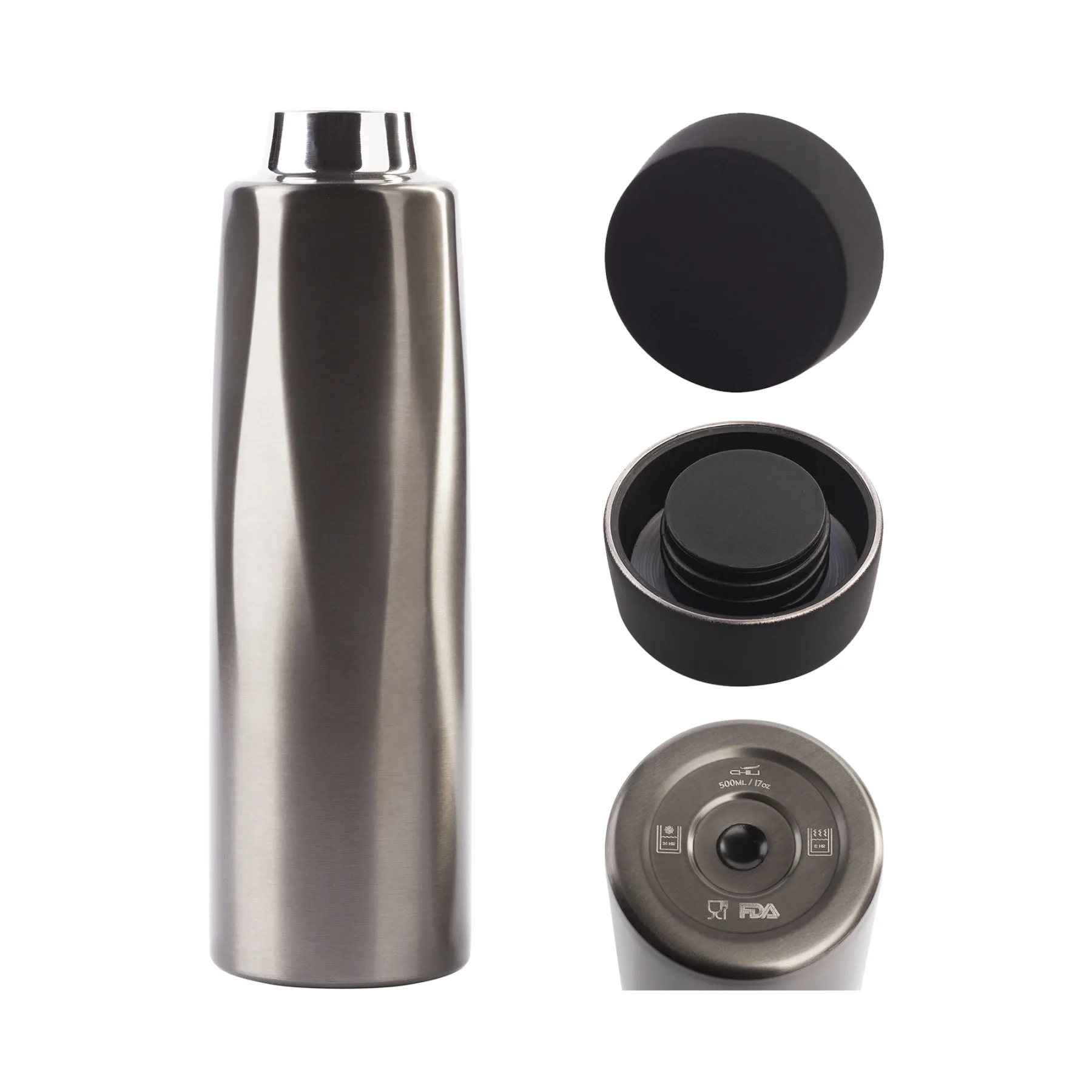 Термос "Calypso" 500 мл, стальной корпус, крышка в покрытии soft touch, коробка, стальной серый