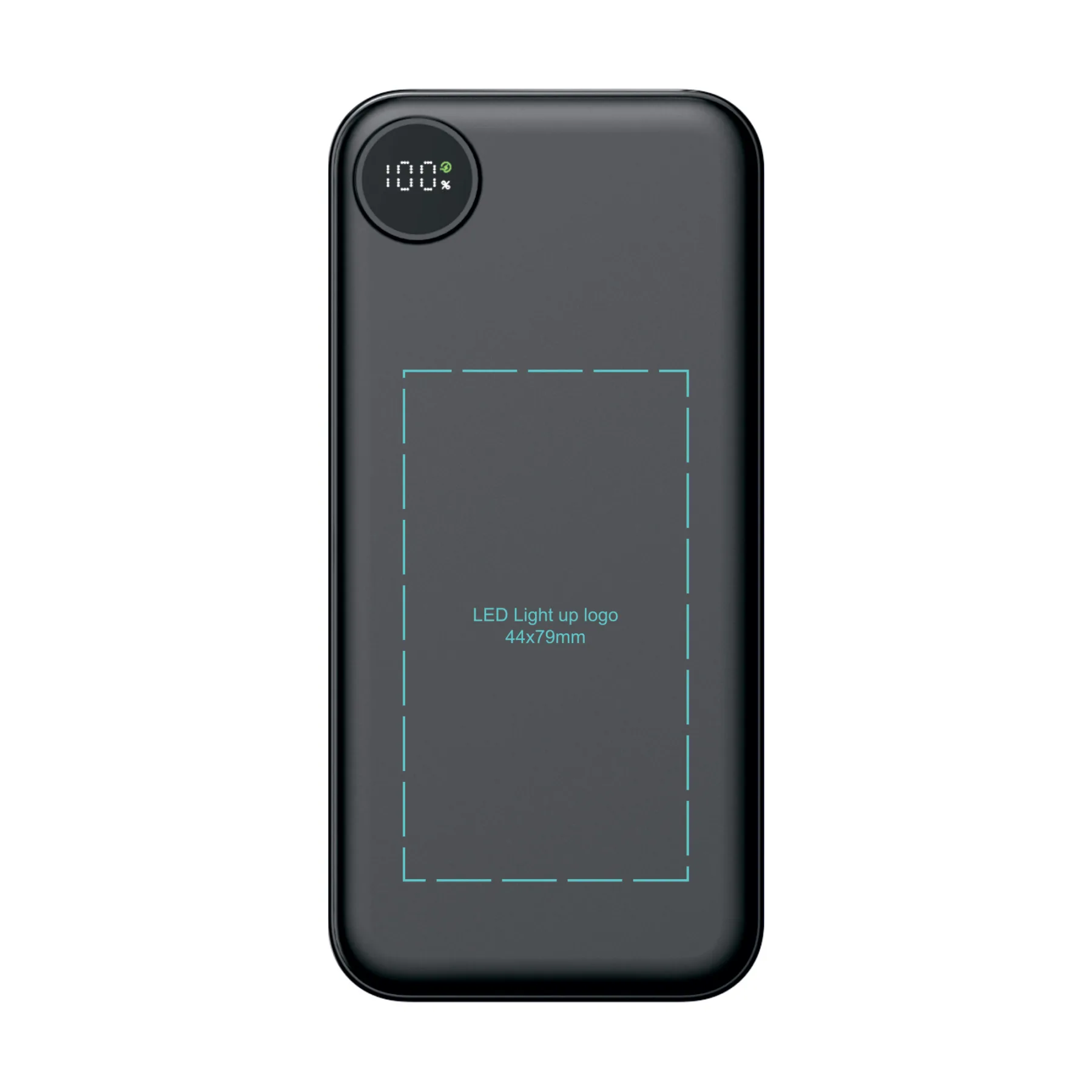 Зарядное устройство "Форт" 10000 mAh с подсветкой логотипа, встроенными кабелями и цифровым индикатором заряда, черный