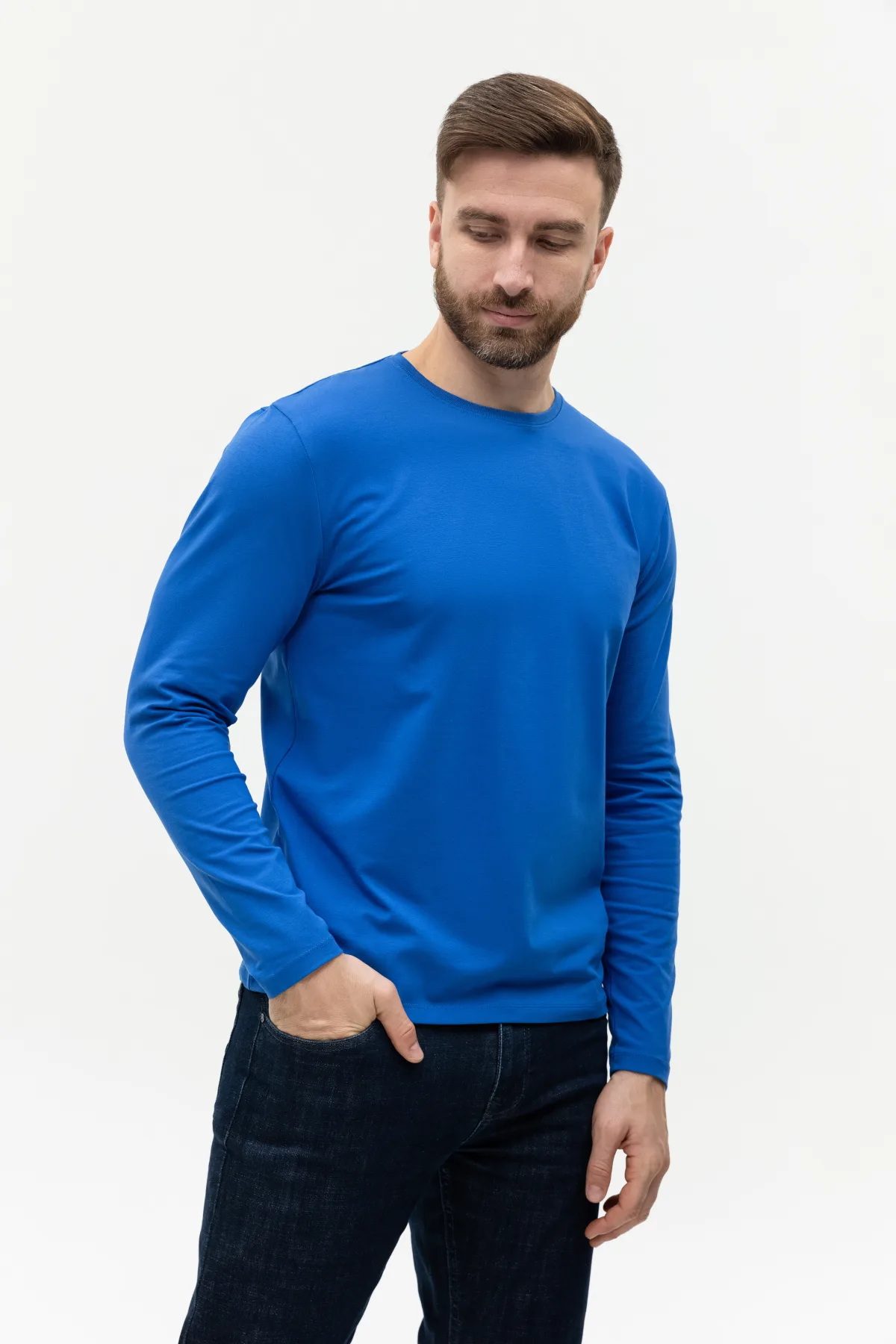 Лонгслив STAN хлопок/эластан 180, 35, Синий