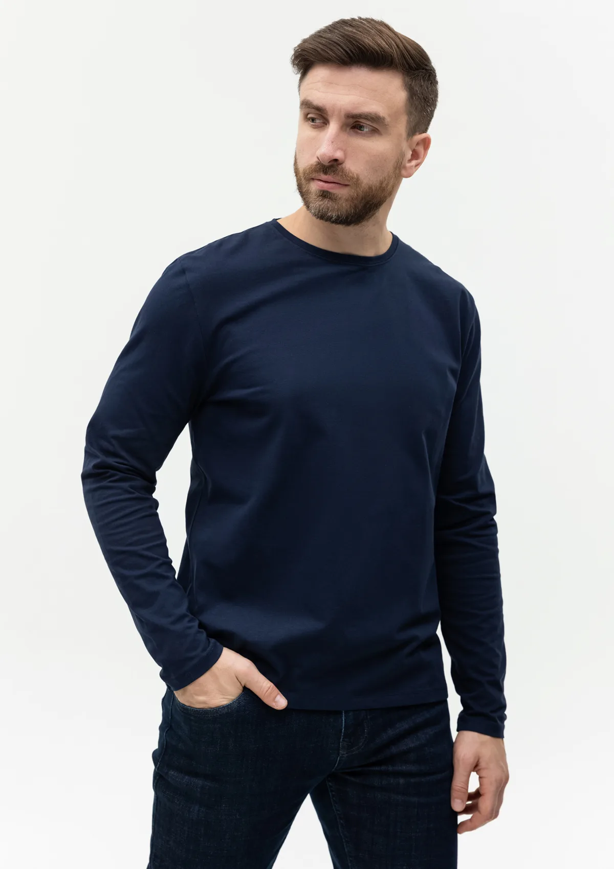 Лонгслив STAN хлопок/эластан 180, 35, Тёмно-синий