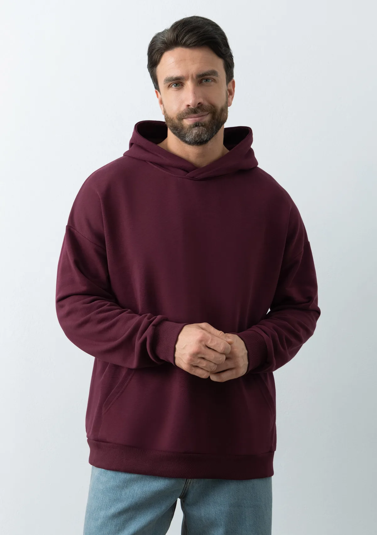 Худи унисекс STAN оверсайз футер без начёса 350, 66, Бордовый