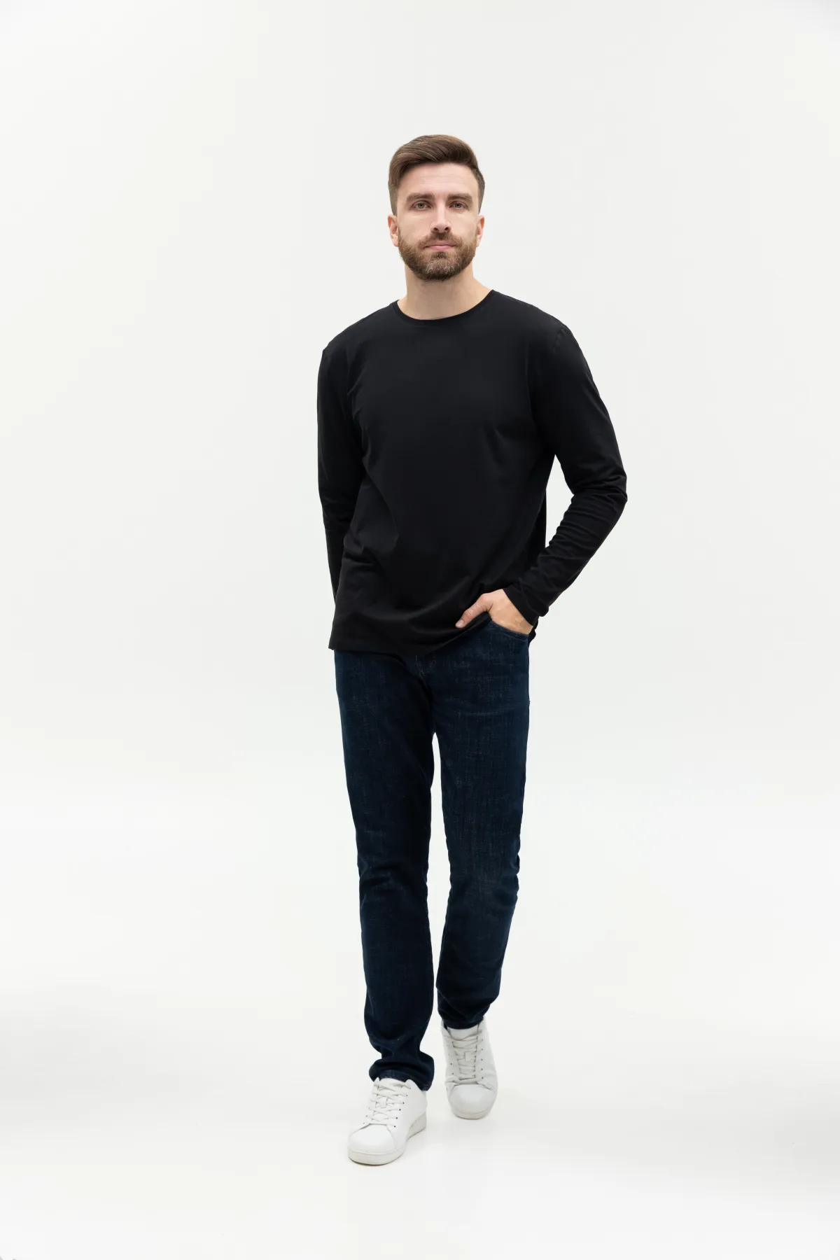 Лонгслив STAN хлопок/эластан 180, 35, Чёрный