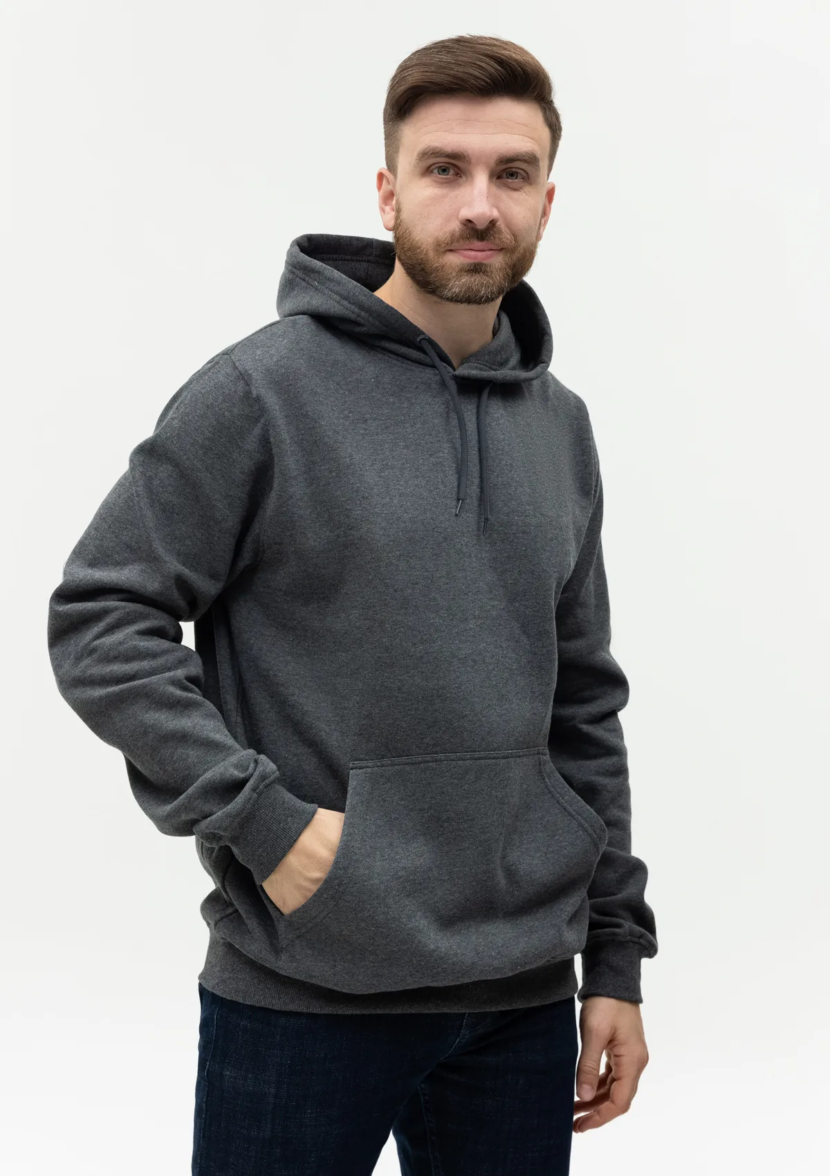 Худи унисекс STAN футер с начёсом 260, 20, Тёмный меланж