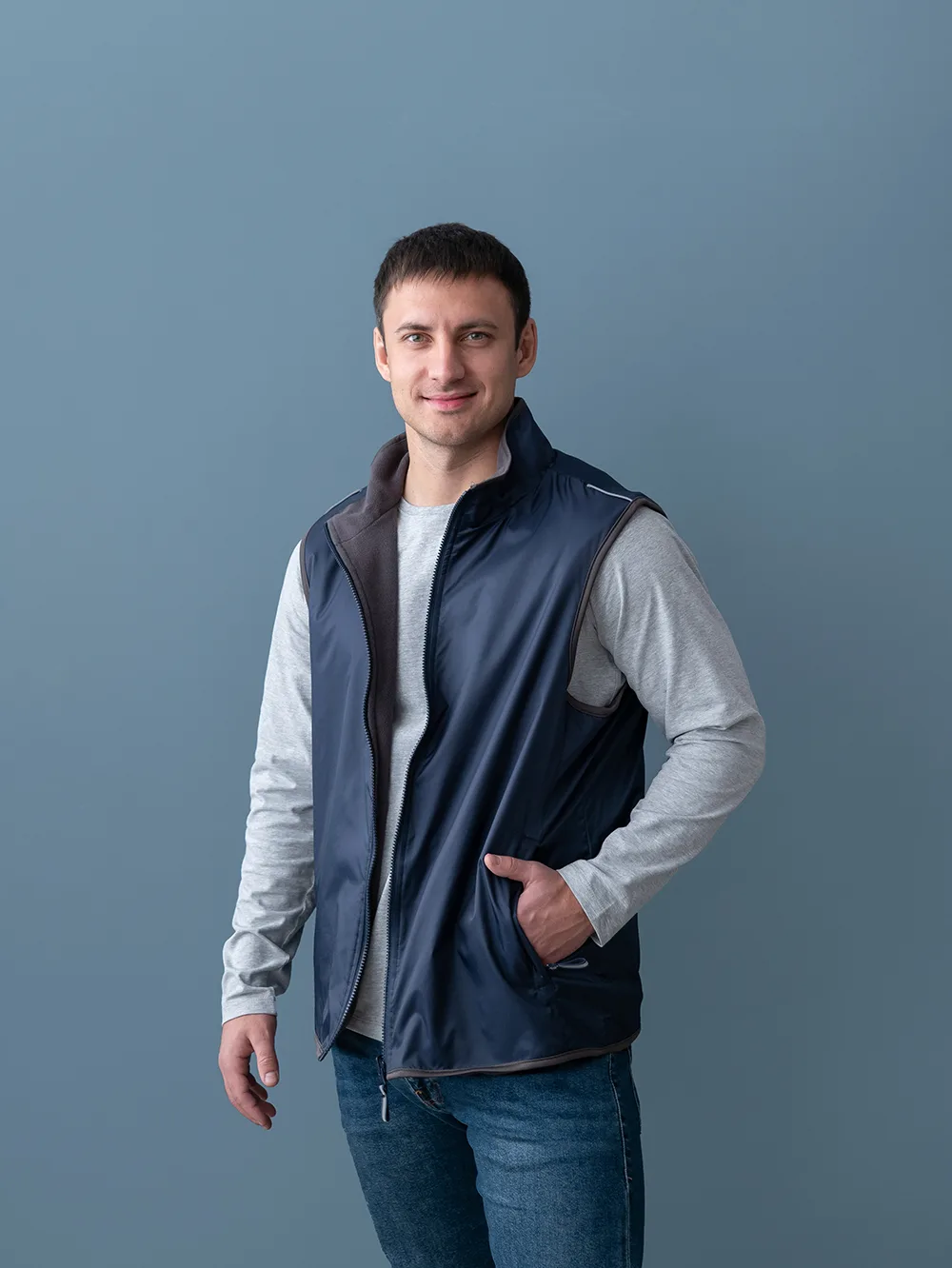 Жилет мужской STAN таффета 210T, 65, 24N, Синий