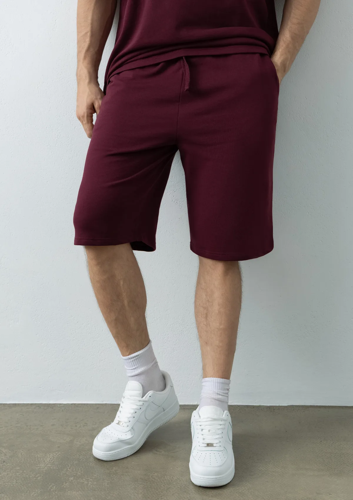 Шорты унисекс STAN футер, 260, 98, Бордовый